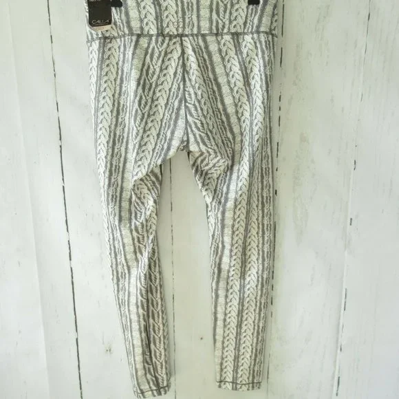 New Calia Carrie Underwood Tight Fit Leggings L Large Gray Cable Print - Picture 2 of 9